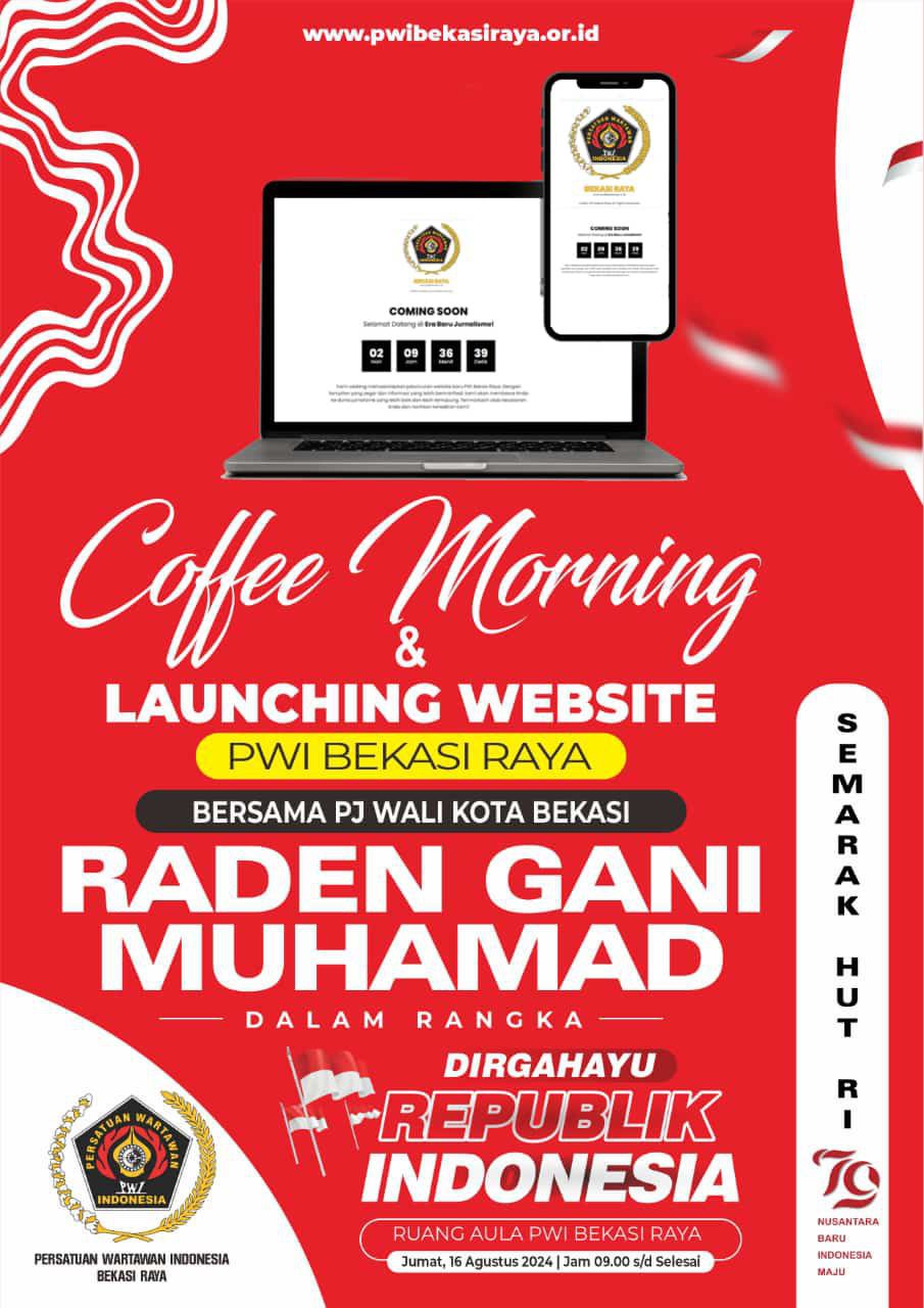 Poster Acara Coffee Morning PWI Kota Bekasi, Launching Website