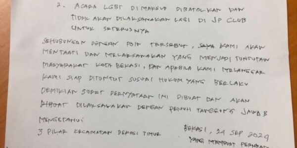 Surat Pernyataan Pelarangan Acara LGBT