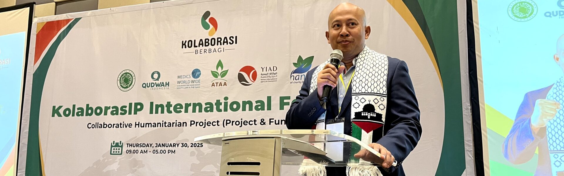 Qudwah Indonesia menggelar Kolaborasi Indonesia Palestina Internasional Forum 2025 untuk membangun kembali Rumah Sakit Abu Yusuf Annajar di Gaza. Bekasi, 30 Januari 2025