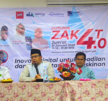 Para narasumber Talkshow Zakat 4.0 yang digelar oleh JuFI bersama UIA, dari kanan ke kiri : Winarsih (Kepala Operasional Layanan Amal Amalia Astra) | Ichwan Muttaqien, M. ESy (Kepala Harian LAZ Persis Jakarta) | Mahfuz, S.Sos.I, M.E, M.Si (Wakil Dekan Fakultas Agama Islam - UIA) | Moderator: Ahmad Zuhdi, M.Pd (Bendahara Jufi | Kandidat Doktor Universitas Islam Jakarta)
