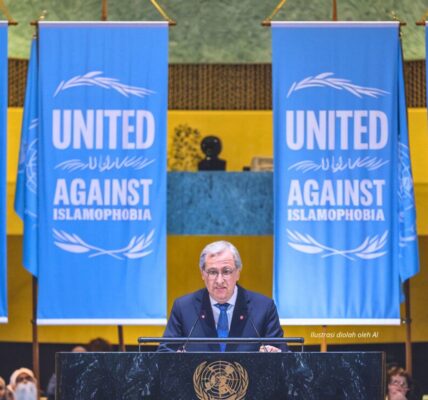 ilustrasi António Guterres, Sekjen PBB, pada Hari Internasional untuk memerangi Islamofobia.