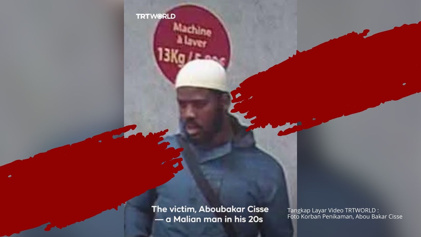 Tangkap Layar Video TRTWORLD : Foto Korban Penikaman, Abou Bakar Cisse