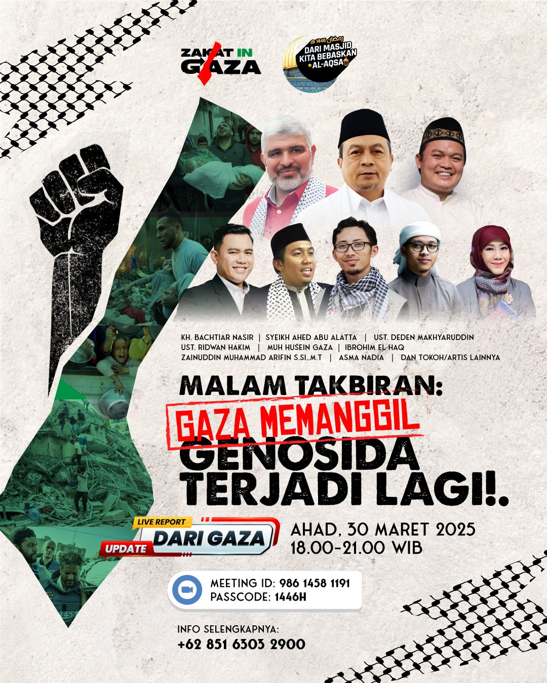 Poster Malam Takbiran : Gaza Memanggil Genosida Terjadi Lagi
