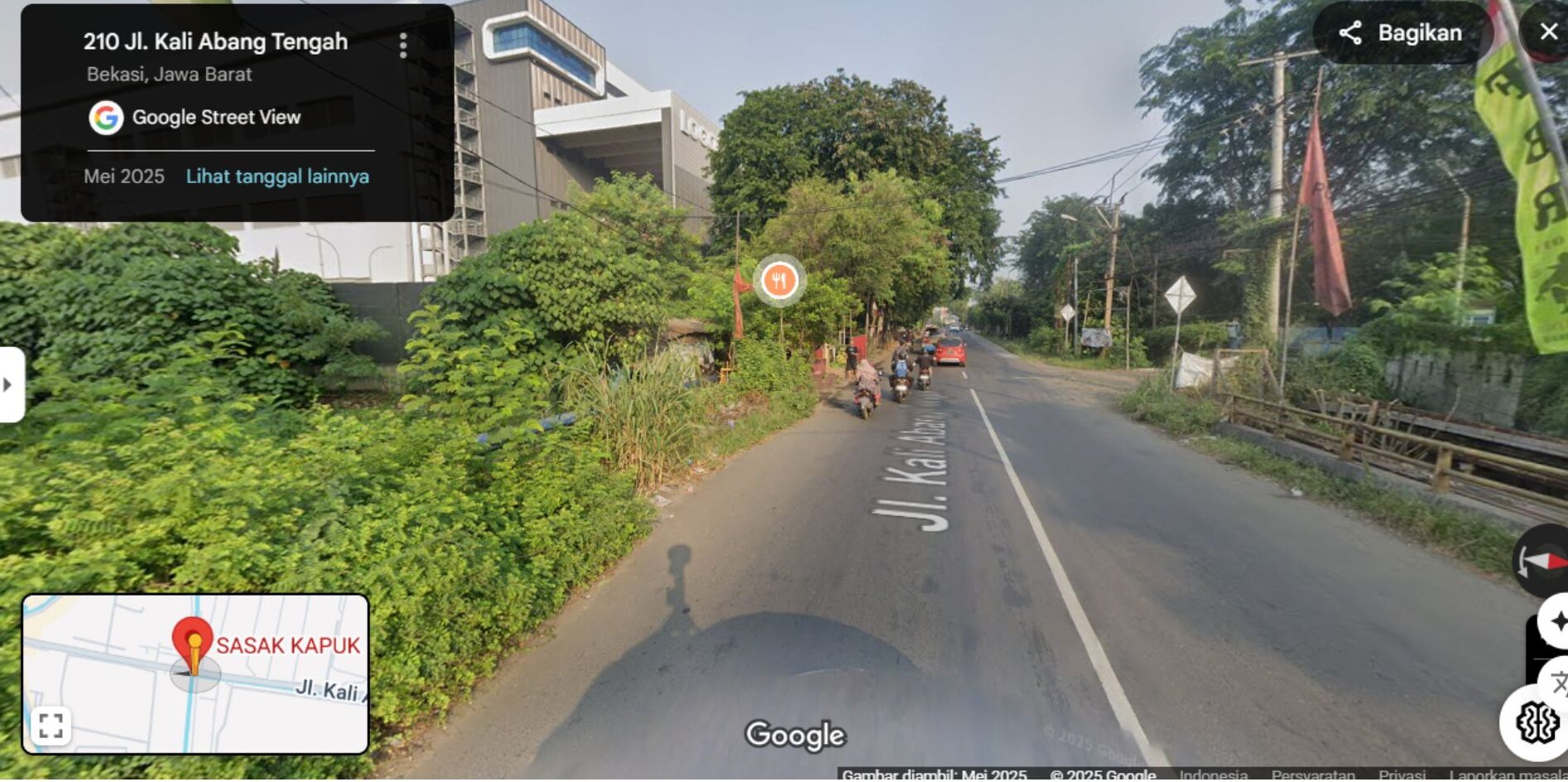 Tangkap layar Google Map, Lokasi Sasak Kapuk Bekasi