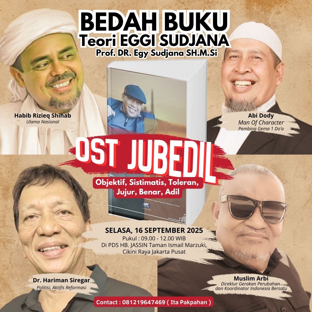 Poster Bedah Buku Pemikiran Eggi Sudjana, OST JUBEDIL